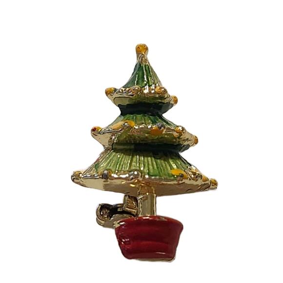 Vintage Enamel Christmas Tree Brooch Pin - Picture 3 of 9